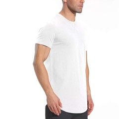 Mens Longline Gym Muscle Bodybuilding Tshirts Hipster Reflective Line Scallop…