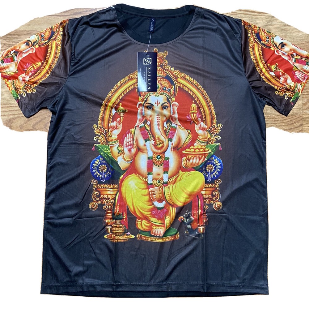 Lord Ganesh Shri Ganesha Hindu Chakra Men Women Unisex T-shirt L/XL polyester