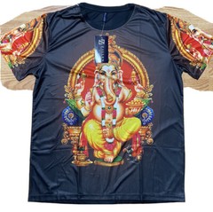 Lord Ganesh Shri Ganesha Hindu Chakra Men Women Unisex T-shirt L/XL polyester