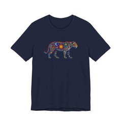 Vibrant Huichol Jaguar T-Shirt | Mexican Folk Art Sun Moon Tee Shirt Design