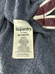 mens Superdry Size Medium Dark Blue Marl Long Sleeve Classic Polo Shirt Top