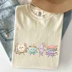 Books And Coffee Lover Comfort Tee Gift For Bookworm Reader