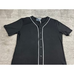 COOFANDY Baseball Jersey Mens Medium Black Short Sleeve Button Down Piping NEW
