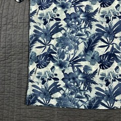 Fresh Brand Shirt Men Medium Blue Hawaiian Tropical Floral Beach Surf Cotton Tee