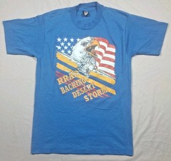 VTG 90s Backing Desert Storm Single Stitch Medium Graphic T-Shirt Eagle Jet Flag
