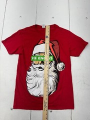 Gildan Red Santa Claus Graphic Print Short Sleeve Shirt Mens Size Small