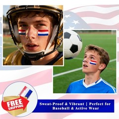 Faglowmify 4pc Red White Blue Eye Black USA Flag Face Paint 4th July Baseball