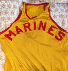 Vintage 40’s 50’s US Marines Yellow Basketball Jersey Coane Athletic Knit 36
