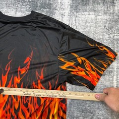 Y2K No Boundaries Flame Shirt Mens XL Sheer Polyester Goth Skater Rave Guy Fieri