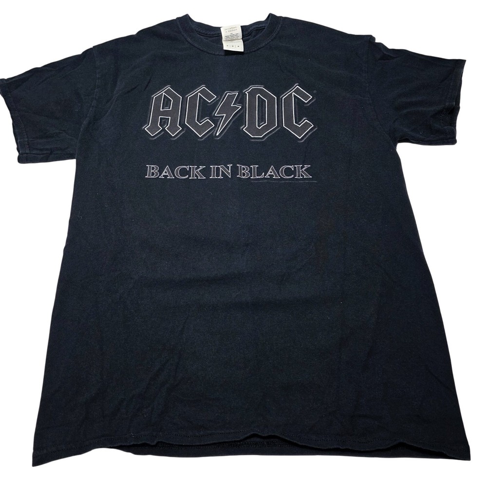 AC/DC Back In Black Men’s T-Shirt Size Medium 2009 Rockband Music Logo