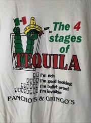Vintage 4 Stages Of Tequila Shirt Mens Sz L Funny Humor Restaurant Art 90s