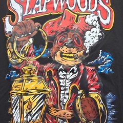 Slapwoods Cigar Tobacco Pirate Graphic Streetwear T-Shirt XL Black Crew Neck