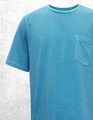 Men’s Seasalt T-shirt Cotton Crew Neck Chest Pockets Blue Cyan Boxy Fit (Defect)