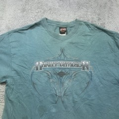 Harley-Davidson Shirt XL Green Dudley Perkins San Francisco Made in USA *SPOTS