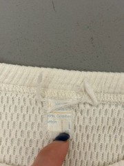 Vintage 70s JcPenny Thermal Shirt White 100% Combed Cotton Waffle Knit Flaws L