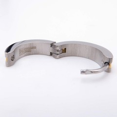 Stainless Steel Stripe Men Hoop Earrings 2-tone Gold-tone Black Silver-tone 16mm
