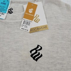 Rocawear Shirt Men’s 2XL Gray Waffle Knit NEW Long Sleeve Stretch NWT Sleepshirt