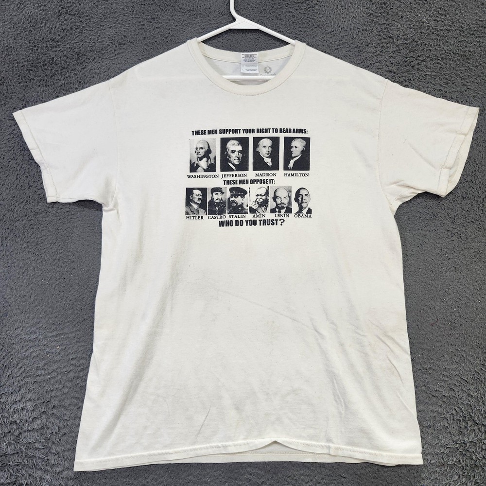 Gildan Shirt Mens Large White Right To Bear Arms Gun Rights USA Graphic Tee