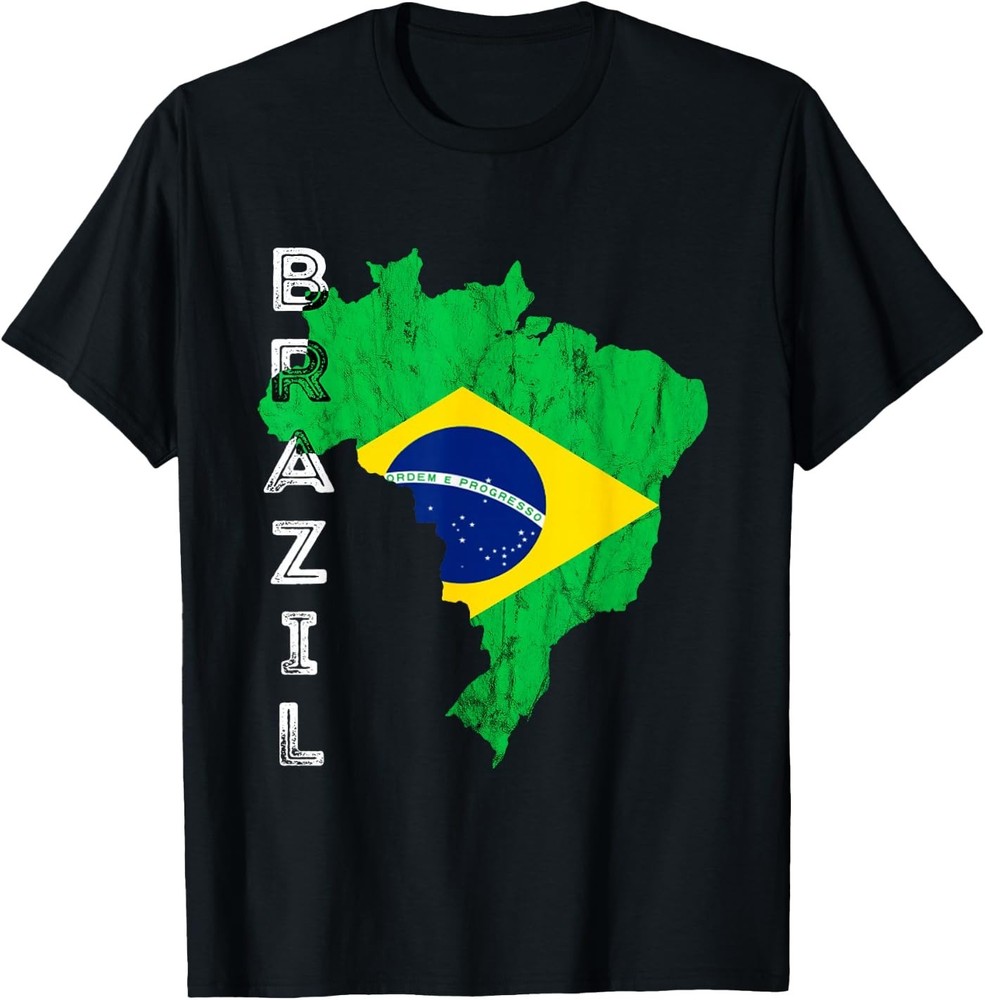 Brazil Map Brazilian Flag Brasil Brasilian Brazilian Pride T-Shirt