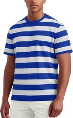Mens Short Sleeve Striped T Shirt Casual Cotton Stretch Tee for Summer Layering