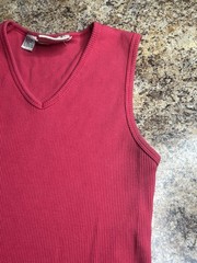 Vintage Men’s Black V Neck Tank Top Red Tank Top Large International Male