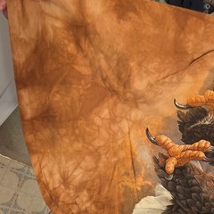 The Mountain Golden Brown Watercolor Tie-Dye Bald Eagle Cotton Crew Tee Med New