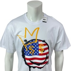 Brooklyn Vertical T Shirt Mens L USA Flag Smiley Face Crown Graphic White Cotton