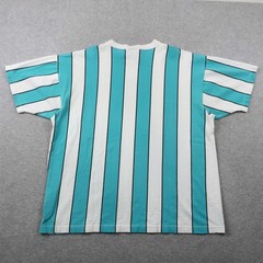Vintage 90s HRLA San Francisco Striped T-Shirt Mens L/XL Teal White Made in USA