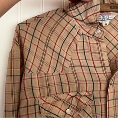 Vintage Men’s Western Shirt Neutral Plaid Pearl Snaps Button Down Medium Rodeo
