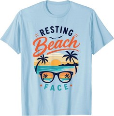 Resting Beach Face Retro Sunset Tropical Vacation T-Shirt