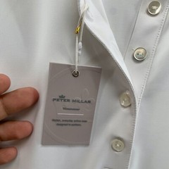 NEW Peter Millar Polo Shirt Womens M White UPF 50+ Sun Protection LIONSHEAD $75