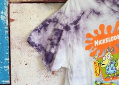 Unisex Nickelodeon Nick Toons Tie Dye Graphic Print T-Shirt LARGE Purple NEW
