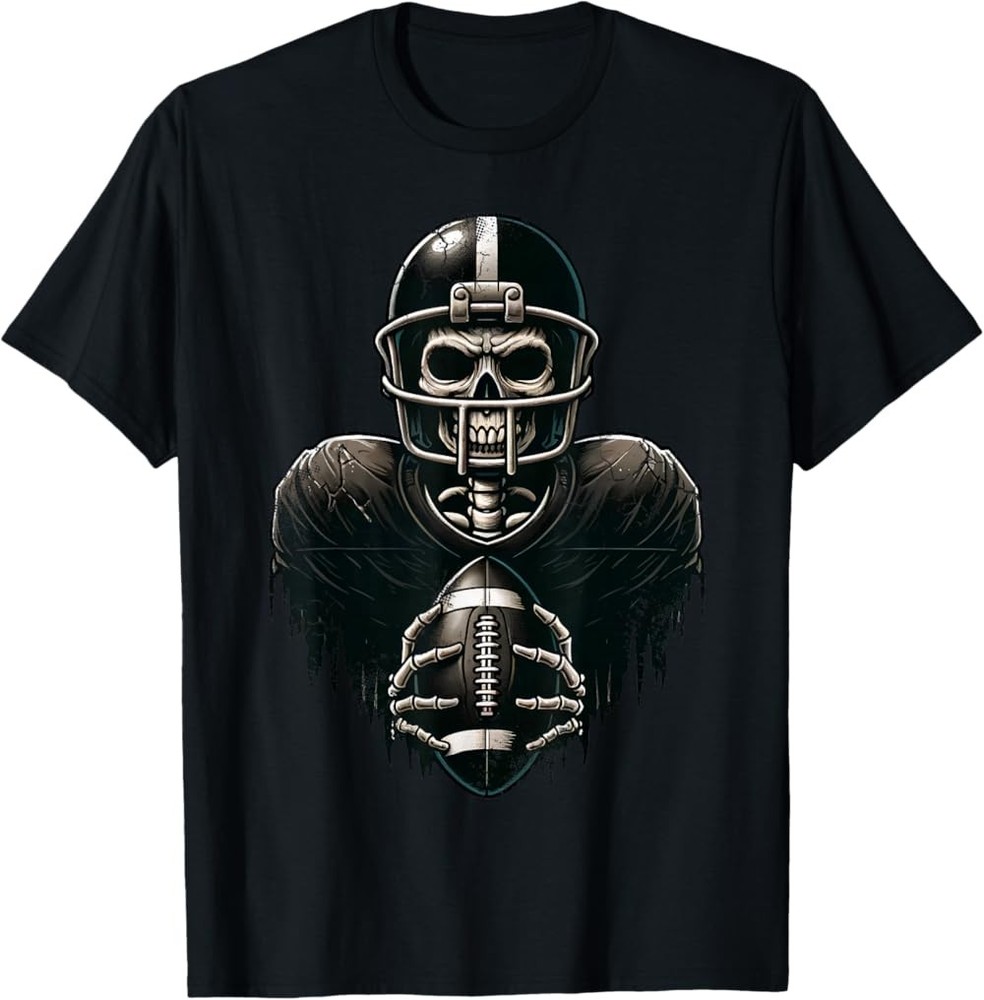 NEW LIMITED Halloween Skeleton Football Player Spooky Sports Graphic T-Shirt