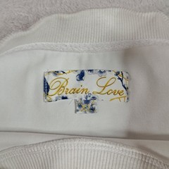 Brain Love You Embroidered Flowers Oversized Heavyweight White Jersey T-Shirt XL