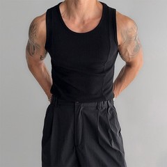 Male Top Mens Vest Casual Fitness Minimalist Regular Ribbed Sleeveless