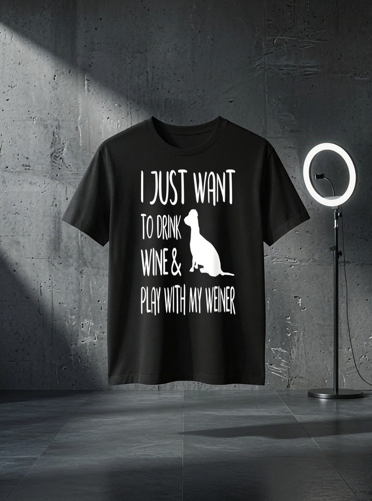 Unisex Womens Funny Wiener Dog Gifts Love Wine Play WIth Wiener Dachshund