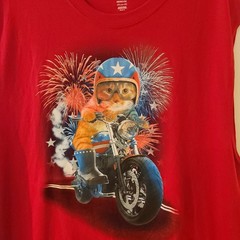 Way to Celebrate Patriotic Motorcycle Cat Muscle Shirt 4th Of July Shirt 3XL NEW