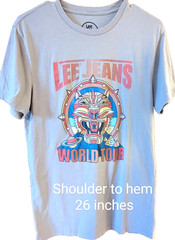 LEE JEANS WORLD TOUR Short Sleeve T-Shirt Vintage Design 100% Cotton Size S used