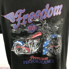 Motorcycle T-Shirt Adult Large Black SS Freedom Patriotic Biker Lightweight Tee