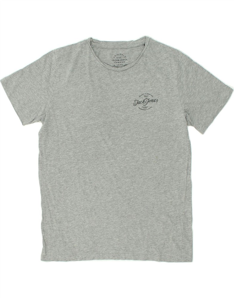 JACK & JONES Mens T-Shirt Top Medium Grey Cotton BE66