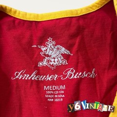 Budweiser Men’s M Sleeveless Colorblock Knit Cotton Tank Top Red/White/Yellow