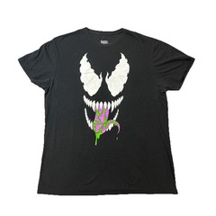Marvel Mad Engine Men’s T-Shirt Large Black Venom Face Purple Green Cosplay