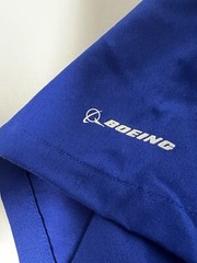 Rare Boeing Starliner Mars Project Blue Black Retro Bowling S/S Shirt Mens L EUC