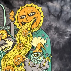 Killer Acid Men’s Black Gray Yellow Cotton Tie Dye Sun Graphic T-Shirt Size M