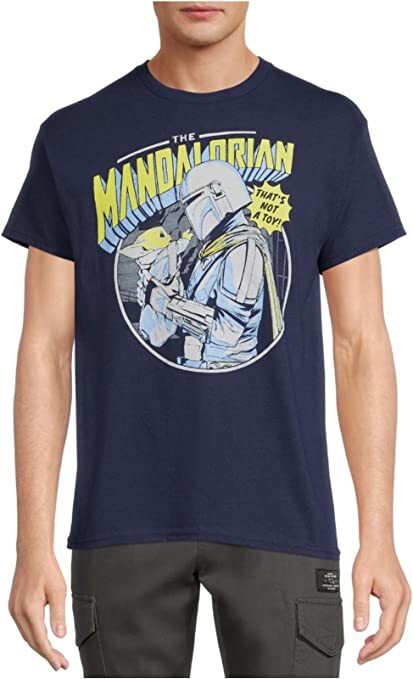 Star Wars Mandalorian Mando & Grogu Navy Graphic T-Shirt Size S (34-36)
