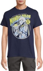 Star Wars Mandalorian Mando & Grogu Navy Graphic T-Shirt Size S (34-36)