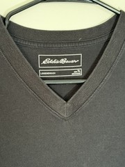 Eddie Bauer Men TL Black V-Neck Short Sleeve T-Shirt