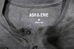 Ash & Erie Henley Shirt Mens Medium Gray Long Sleeve Jersey Cotton Blend