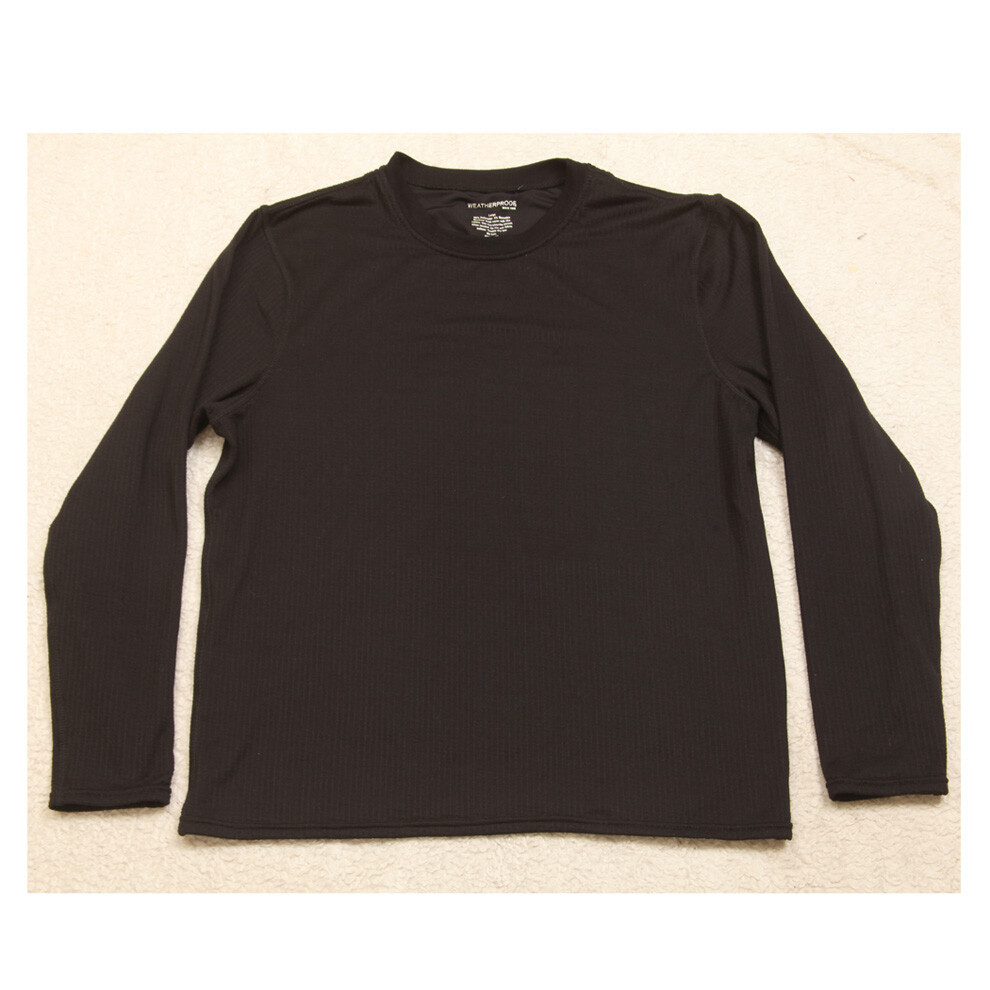 Large Weatherproof Black Solid Poly Spandex Crewneck Tee T-Shirt Top Men’s Q37