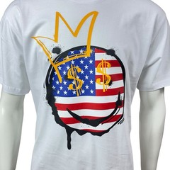 Brooklyn Vertical T Shirt Mens L USA Flag Smiley Face Crown Graphic White Cotton